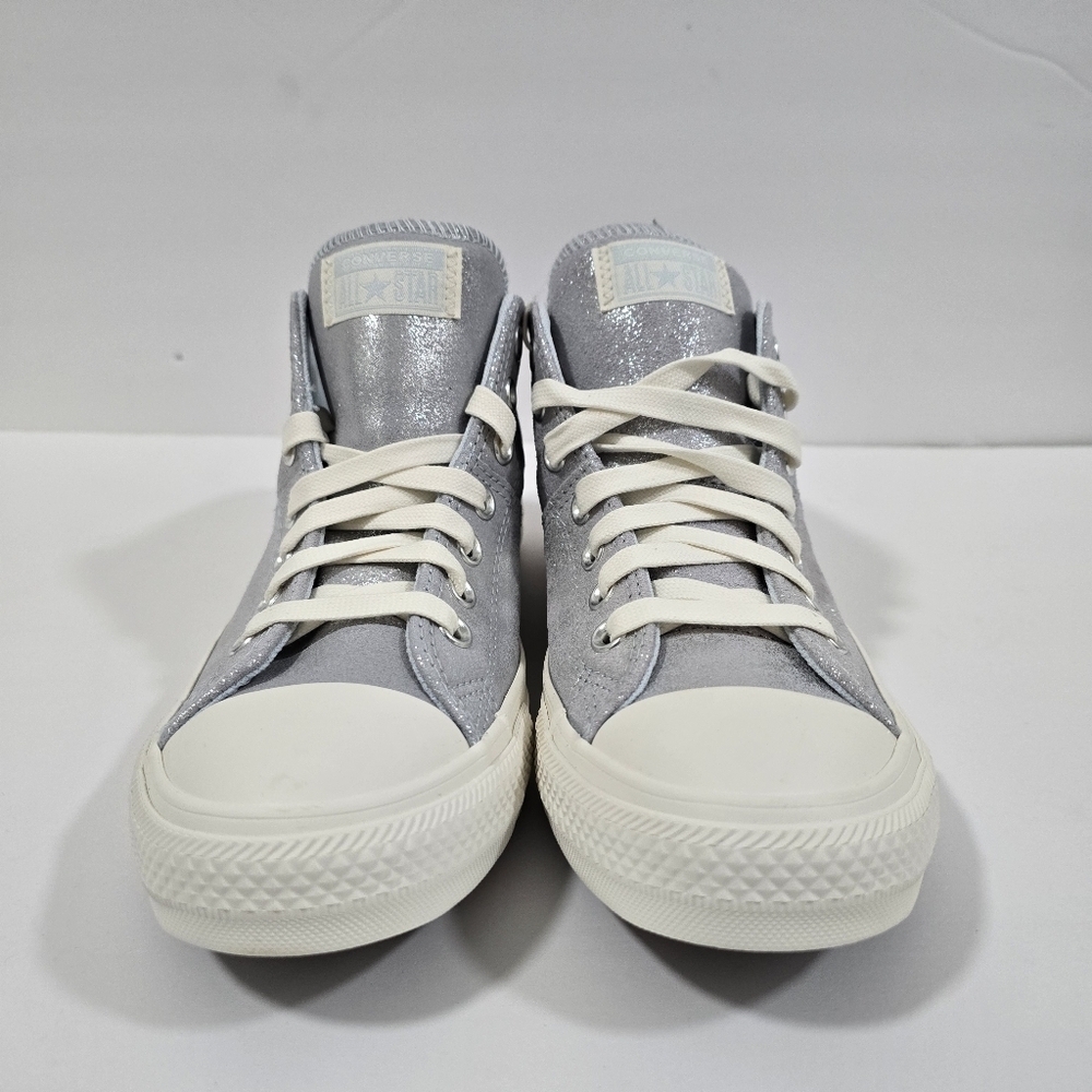Converse Womens  Chuck Taylor All Star Silver Glitter High-Top Sneakers Size 9.5 - Picture 5 of 10